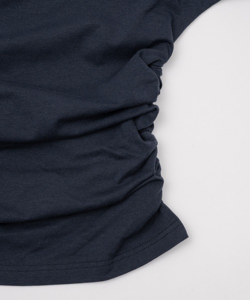 Smyeon(スミョン)の「Off-shoulder gathered tee/オフショルギャザーTシャツ(Tシャツ/カットソー・レディース・ライトブルー/ネイビー/ホワイト・FREE)」の21枚目の写真