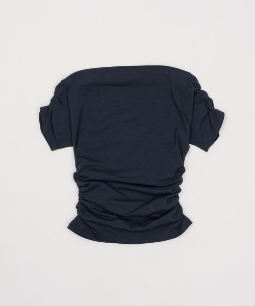 Smyeon(スミョン)の「Off-shoulder gathered tee/オフショルギャザーTシャツ(Tシャツ/カットソー・レディース・ライトブルー/ネイビー/ホワイト・FREE)」の22枚目の写真