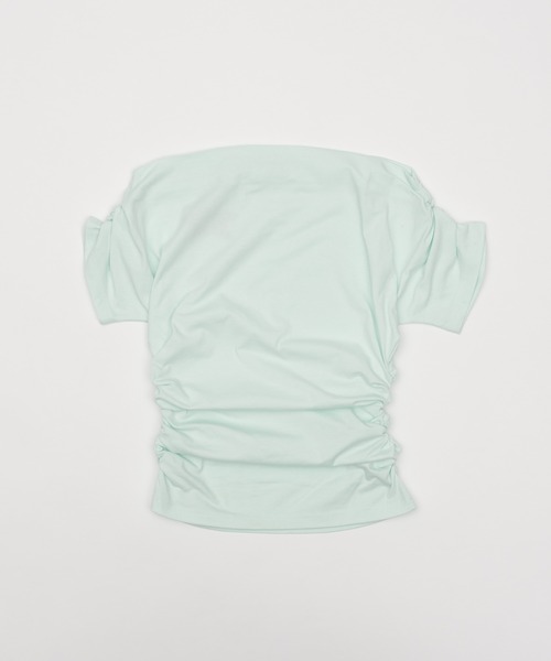 Smyeon(スミョン)の「Off-shoulder gathered tee/オフショルギャザーTシャツ(Tシャツ/カットソー・レディース・ライトブルー/ネイビー/ホワイト・FREE)」の11枚目の写真