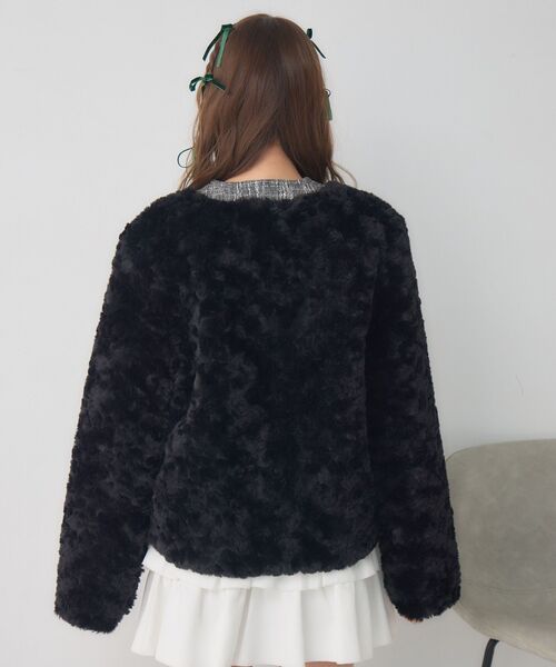 ems excite（エムズエキサイト）の「ツイードポケットFファーJK（ノーカラージャケット・レディース・ベージュ/ナチュラル/ブラック・FREE）」の5枚目の写真