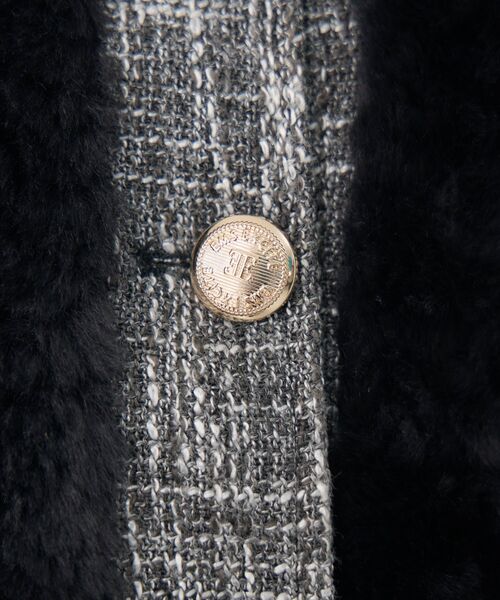 ems excite（エムズエキサイト）の「ツイードポケットFファーJK（ノーカラージャケット・レディース・ベージュ/ナチュラル/ブラック・FREE）」の10枚目の写真