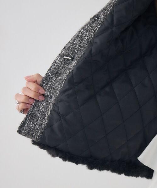 ems excite（エムズエキサイト）の「ツイードポケットFファーJK（ノーカラージャケット・レディース・ベージュ/ナチュラル/ブラック・FREE）」の12枚目の写真