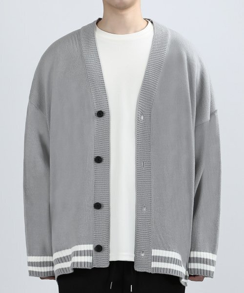 VERYVAIN(ベリベーン)の「BORDER OVER CARDIGAN (GRAY)(カーディガン/ボレロ・メンズ・その他・ONE SIZE)」の1枚目の写真