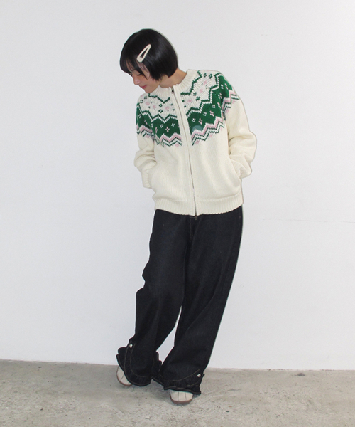 RONRON(ロンロン)の「NORDIC FAIR ISLE COWICHAN KNIT ZIP UP IVORY(ニット/セーター・レディース・その他・FREE)」の7枚目の写真