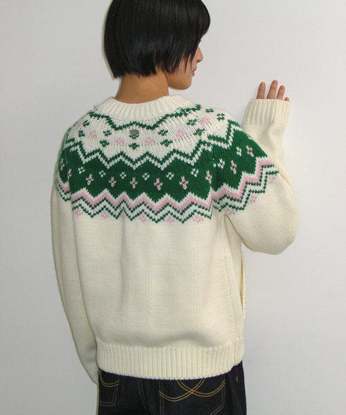 RONRON(ロンロン)の「NORDIC FAIR ISLE COWICHAN KNIT ZIP UP IVORY(ニット/セーター・レディース・その他・FREE)」の4枚目の写真