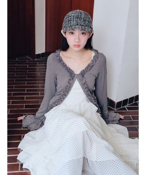 FURFUR(ファーファー)の「【WEB限定カラー】フリルカーディガン(カーディガン/ボレロ・レディース・グレー/ブラック/ライトピンク/ライトブルー/ホワイト/レッド・F)」の3枚目の写真