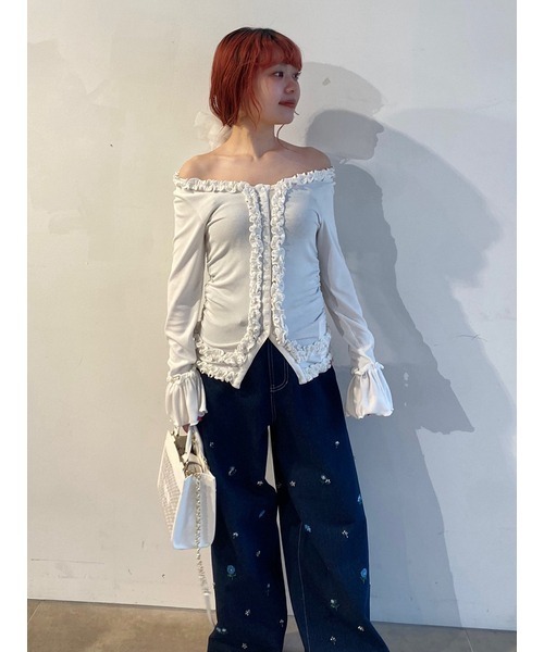 FURFUR(ファーファー)の「【WEB限定カラー】フリルカーディガン(カーディガン/ボレロ・レディース・グレー/ブラック/ライトピンク/ライトブルー/ホワイト/レッド・F)」の11枚目の写真