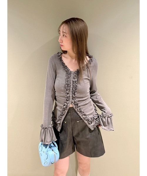 FURFUR(ファーファー)の「【WEB限定カラー】フリルカーディガン(カーディガン/ボレロ・レディース・グレー/ブラック/ライトピンク/ライトブルー/ホワイト/レッド・F)」の14枚目の写真