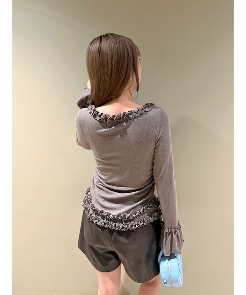 FURFUR(ファーファー)の「【WEB限定カラー】フリルカーディガン(カーディガン/ボレロ・レディース・グレー/ブラック/ライトピンク/ライトブルー/ホワイト/レッド・F)」の15枚目の写真