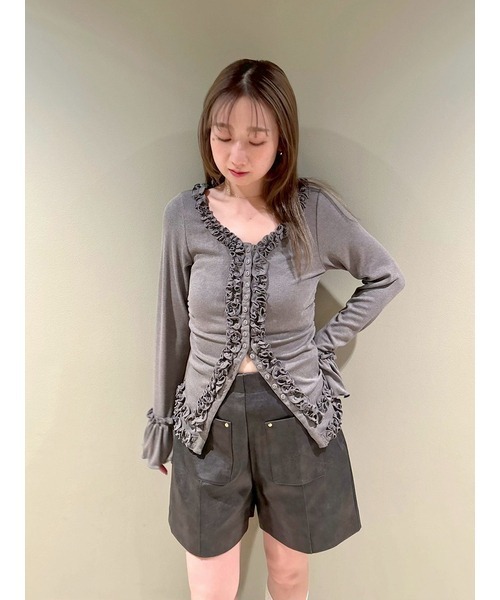 FURFUR(ファーファー)の「【WEB限定カラー】フリルカーディガン(カーディガン/ボレロ・レディース・グレー/ブラック/ライトピンク/ライトブルー/ホワイト/レッド・F)」の18枚目の写真