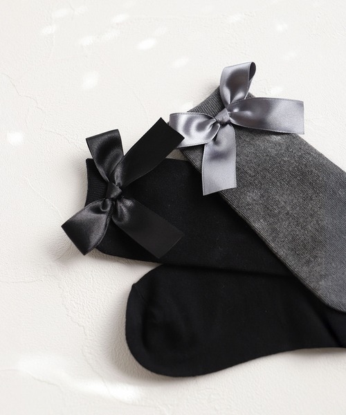 Rora（ローラ）の「エマリー リボン ハイソックス（ソックス/靴下・キッズ・ブラック/アイボリー/ブラウン/チャコールグレー・18-20cm/16-18cm/14-16cm/20-22cm）」の17枚目の写真