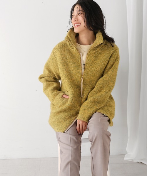 Bou Jeloud（ブージュルード）の「シャギーニットジップコート（その他アウター・レディース・グリーン・FREE）」の2枚目の写真