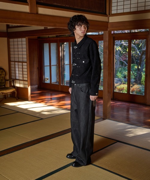 kutir（クティール）の「SYNTHETIC LEATHER PATCH DESIGN RIGID BUGGY PANTS／合成皮革パッチデザインリジットバギーパンツ（デニムパンツ・メンズ・ブラック/インディゴブルー・SMALL/MEDIUM/LARGE）」の14枚目の写真
