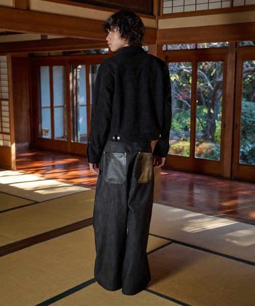 kutir（クティール）の「SYNTHETIC LEATHER PATCH DESIGN RIGID BUGGY PANTS／合成皮革パッチデザインリジットバギーパンツ（デニムパンツ・メンズ・ブラック/インディゴブルー・SMALL/MEDIUM/LARGE）」の15枚目の写真
