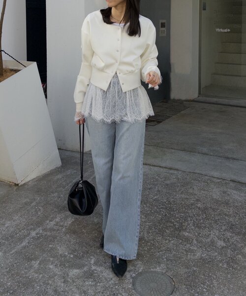 CAPRICIEUX LE'MAGE（カプリシューレマージュ）の「ダンボールタックスリーブカーディガン（Tシャツ/カットソー・レディース・オフホワイト/グレー/ブラック/ベージュ・FREE）」の7枚目の写真