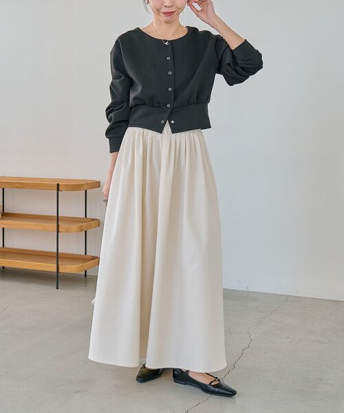 CAPRICIEUX LE'MAGE（カプリシューレマージュ）の「ダンボールタックスリーブカーディガン（Tシャツ/カットソー・レディース・オフホワイト/グレー/ブラック/ベージュ・FREE）」の19枚目の写真