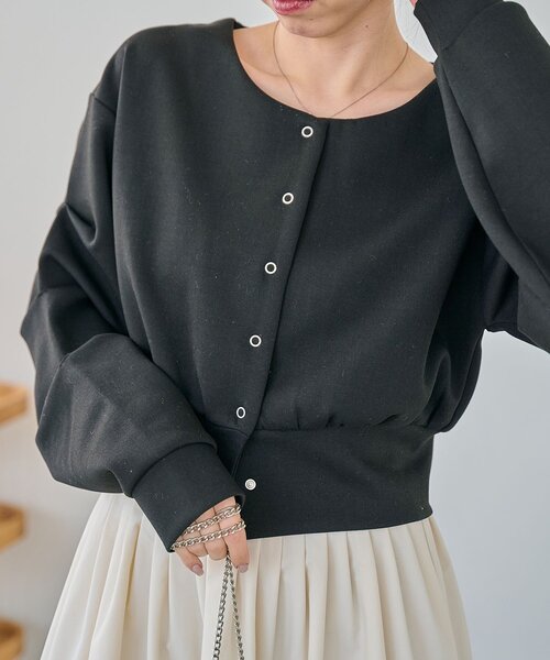 CAPRICIEUX LE'MAGE（カプリシューレマージュ）の「ダンボールタックスリーブカーディガン（Tシャツ/カットソー・レディース・オフホワイト/グレー/ブラック/ベージュ・FREE）」の22枚目の写真