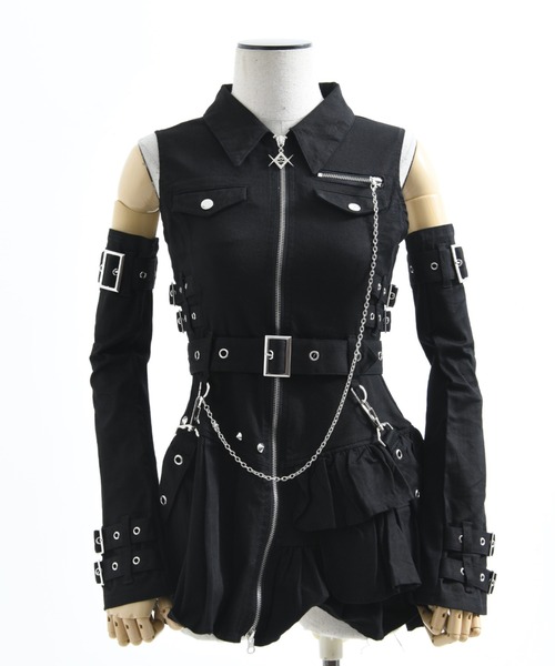 REFLEM(レフレム)の「『REFLEM/レフレム』ミリタリーZIPワンピース(ワンピース・レディース・ブラック/グレー・L/M)」の7枚目の写真
