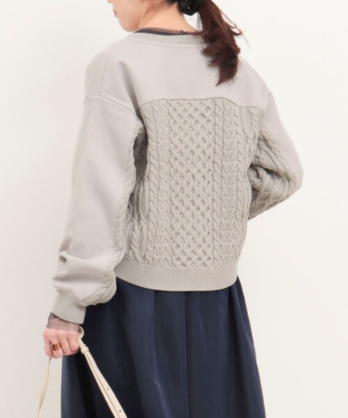 MICO COULIER（ミコクリエ）の「ケーブルドッキングカーディガン（カーディガン/ボレロ・レディース・オフホワイト/ライトグレー・38）」の15枚目の写真