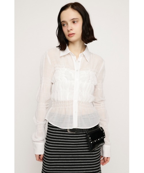 SLY(スライ)の「【2026SS新作】RANDOM SHIRRING TOPS ランダムシャーリングトップス 冬服 春服(シャツ/ブラウス・レディース・ライトブルー/ブラック系その他2/ピンク系その他/ホワイト・FREE)」の15枚目の写真