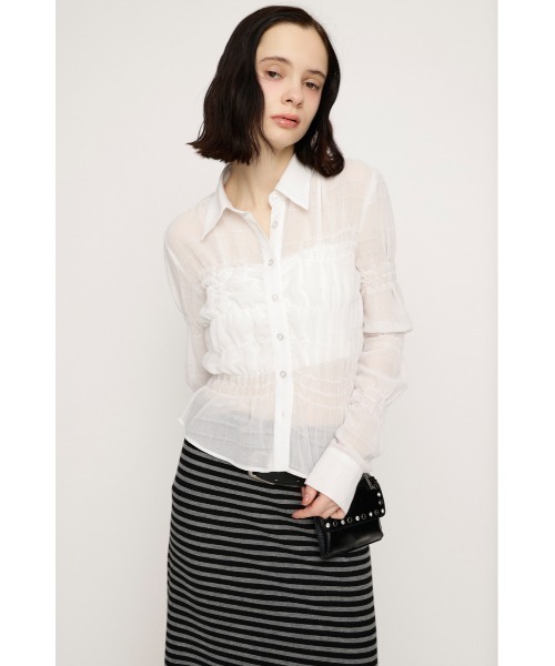 SLY(スライ)の「【2026SS新作】RANDOM SHIRRING TOPS ランダムシャーリングトップス 冬服 春服(シャツ/ブラウス・レディース・ライトブルー/ブラック系その他2/ピンク系その他/ホワイト・FREE)」の16枚目の写真