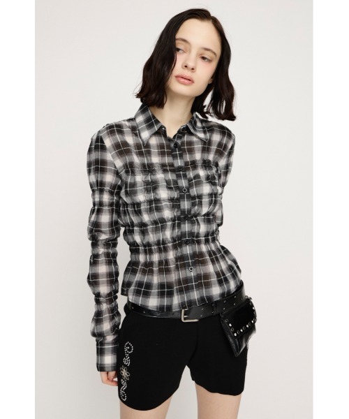 SLY(スライ)の「【2026SS新作】RANDOM SHIRRING TOPS ランダムシャーリングトップス 冬服 春服(シャツ/ブラウス・レディース・ライトブルー/ブラック系その他2/ピンク系その他/ホワイト・FREE)」の5枚目の写真