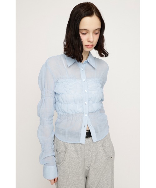 SLY(スライ)の「【2026SS新作】RANDOM SHIRRING TOPS ランダムシャーリングトップス 冬服 春服(シャツ/ブラウス・レディース・ライトブルー/ブラック系その他2/ピンク系その他/ホワイト・FREE)」の8枚目の写真