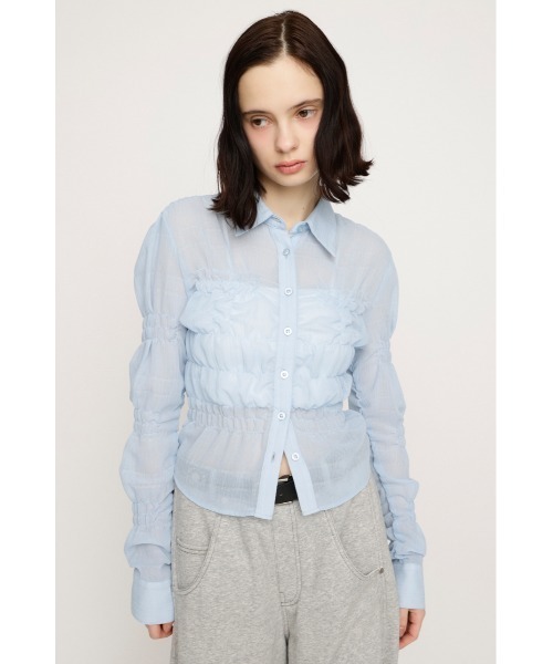 SLY(スライ)の「【2026SS新作】RANDOM SHIRRING TOPS ランダムシャーリングトップス 冬服 春服(シャツ/ブラウス・レディース・ライトブルー/ブラック系その他2/ピンク系その他/ホワイト・FREE)」の10枚目の写真