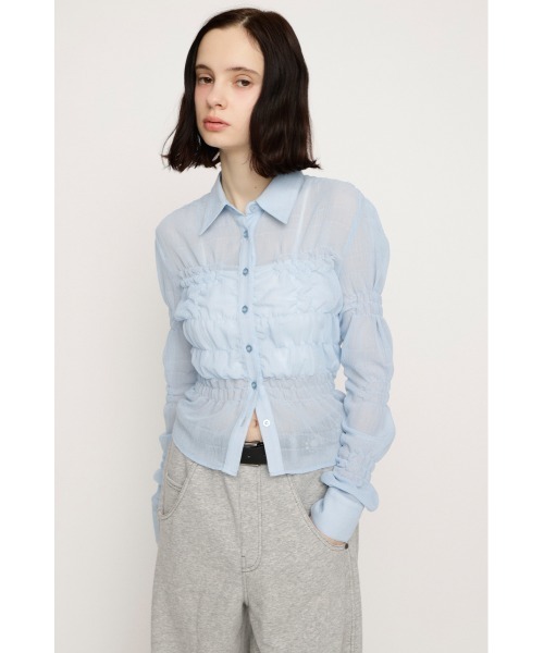 SLY(スライ)の「【2026SS新作】RANDOM SHIRRING TOPS ランダムシャーリングトップス 冬服 春服(シャツ/ブラウス・レディース・ライトブルー/ブラック系その他2/ピンク系その他/ホワイト・FREE)」の11枚目の写真