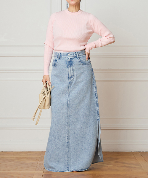 IENA LA BOUCLE（イエナラブークル）の「IENA LA BOUCLE ソフトデニムスリットスカート（スカート・レディース・ライトブルー/ブラック系その他・38/36）」の5枚目の写真