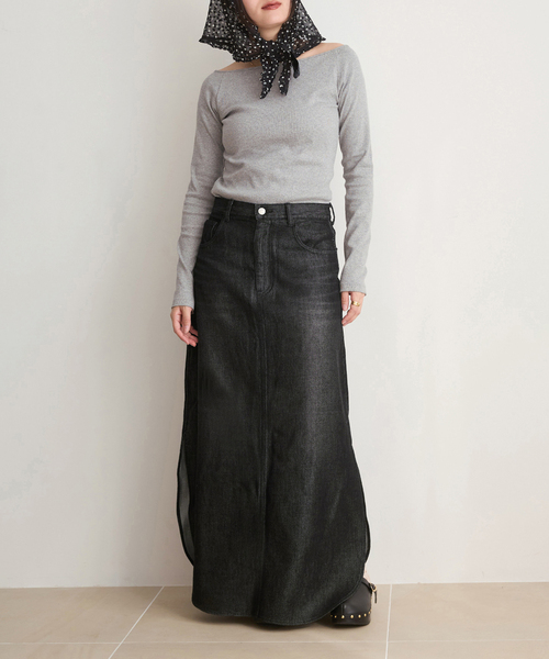 IENA LA BOUCLE（イエナラブークル）の「IENA LA BOUCLE ソフトデニムスリットスカート（スカート・レディース・ライトブルー/ブラック系その他・38/36）」の11枚目の写真
