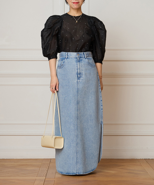 IENA LA BOUCLE（イエナラブークル）の「IENA LA BOUCLE ソフトデニムスリットスカート（スカート・レディース・ライトブルー/ブラック系その他・38/36）」の19枚目の写真