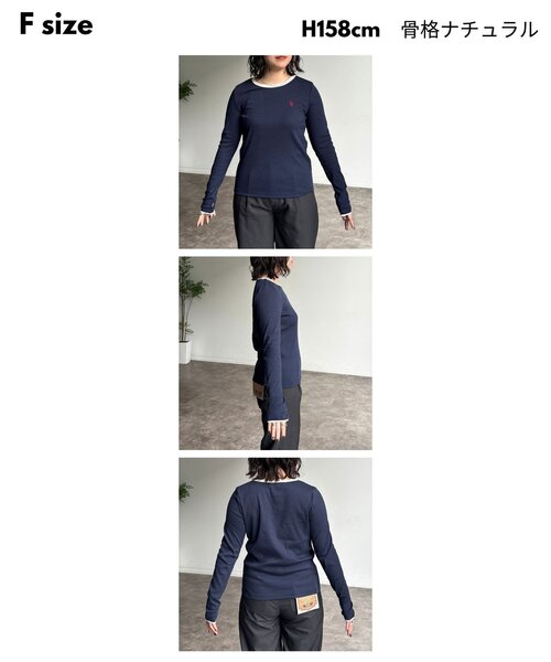 U.S. POLO ASSN.（ユーエスポロアッスン）の「【U.S. POLO ASSN.】クルーネックロンT（Tシャツ/カットソー・レディース・ネイビー/ブラック/アイボリー/ホワイト系その他・FREE）」の13枚目の写真