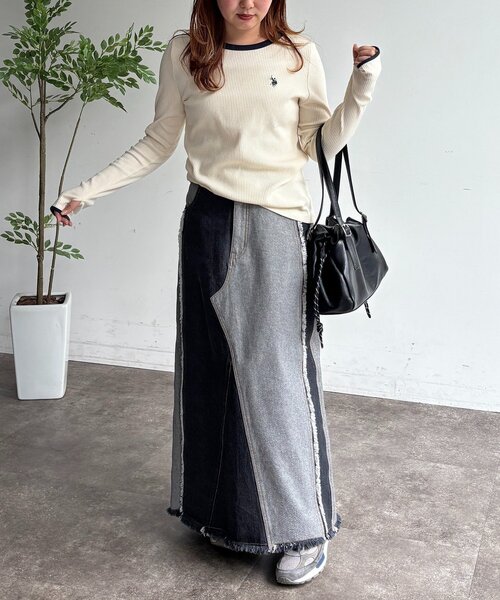 U.S. POLO ASSN.（ユーエスポロアッスン）の「【U.S. POLO ASSN.】クルーネックロンT（Tシャツ/カットソー・レディース・ネイビー/ブラック/アイボリー/ホワイト系その他・FREE）」の18枚目の写真