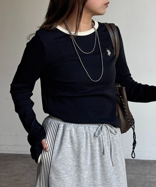 U.S. POLO ASSN.（ユーエスポロアッスン）の「【U.S. POLO ASSN.】クルーネックロンT（Tシャツ/カットソー・レディース・ネイビー/ブラック/アイボリー/ホワイト系その他・FREE）」の22枚目の写真