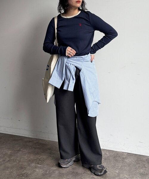 U.S. POLO ASSN.（ユーエスポロアッスン）の「【U.S. POLO ASSN.】クルーネックロンT（Tシャツ/カットソー・レディース・ネイビー/ブラック/アイボリー/ホワイト系その他・FREE）」の6枚目の写真