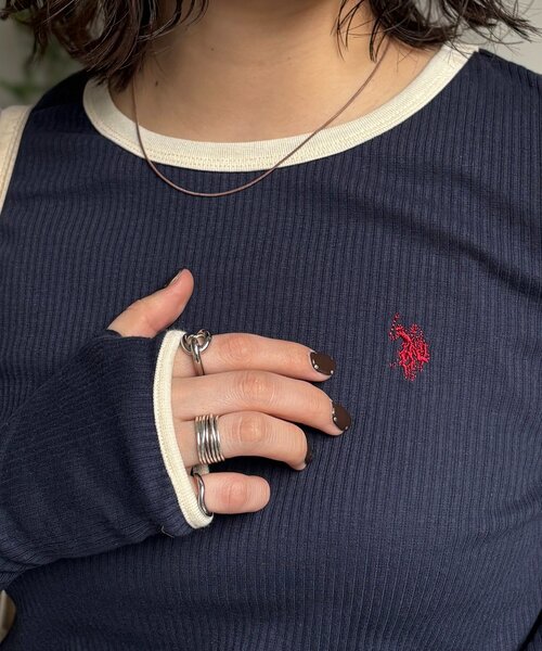 U.S. POLO ASSN.（ユーエスポロアッスン）の「【U.S. POLO ASSN.】クルーネックロンT（Tシャツ/カットソー・レディース・ネイビー/ブラック/アイボリー/ホワイト系その他・FREE）」の7枚目の写真