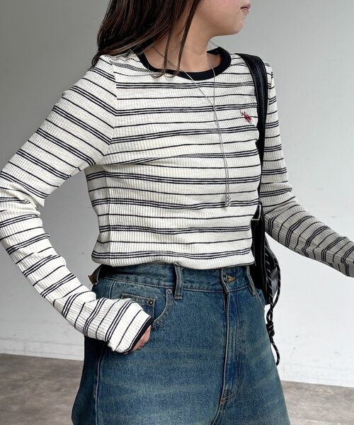 U.S. POLO ASSN.（ユーエスポロアッスン）の「【U.S. POLO ASSN.】クルーネックロンT（Tシャツ/カットソー・レディース・ネイビー/ブラック/アイボリー/ホワイト系その他・FREE）」の10枚目の写真