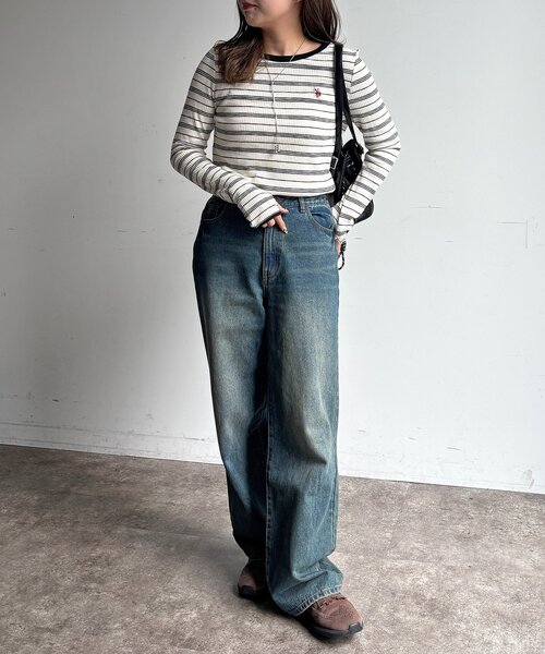 U.S. POLO ASSN.（ユーエスポロアッスン）の「【U.S. POLO ASSN.】クルーネックロンT（Tシャツ/カットソー・レディース・ネイビー/ブラック/アイボリー/ホワイト系その他・FREE）」の11枚目の写真