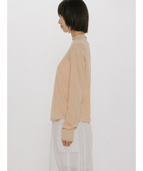 MIDIUMISOLID(ミディウミソリッド)の「MIDIUMISOLID for Ladies シアーレイヤードタートルネックプルオーバー(Tシャツ/カットソー・レディース・ブラック/ベージュ/ライトグレー・FREE)」の9枚目の写真