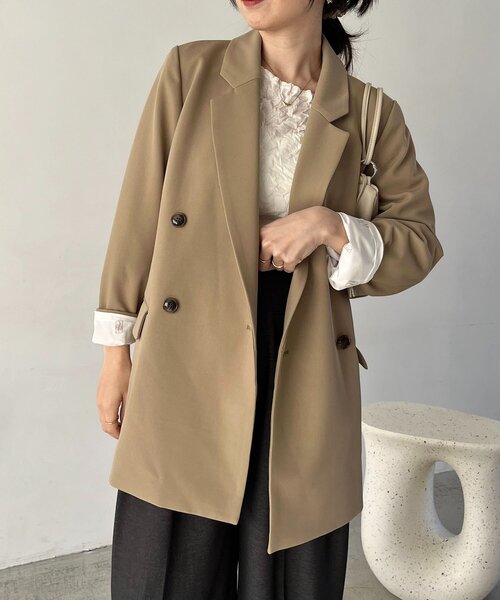 CAPRICIEUX LE'MAGE Wテーラージャケット グレージュ 再販・サイズ展開あり・WEB限定カラー/グレージュ】Wテーラー