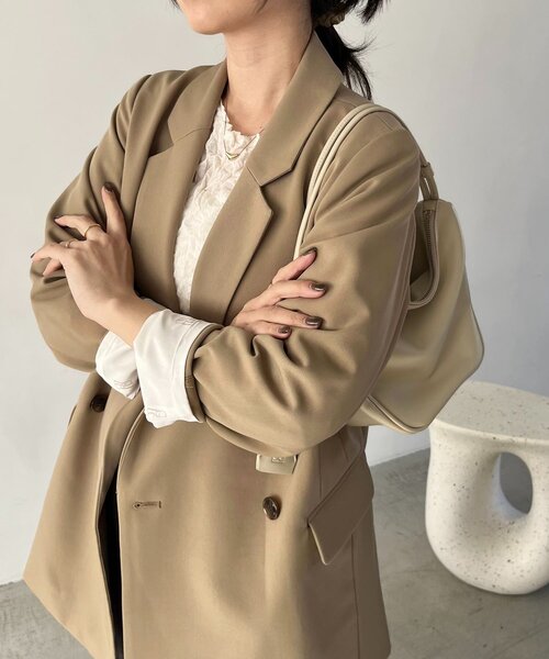 CAPRICIEUX LE'MAGE Wテーラージャケット グレージュ 再販・サイズ展開あり・WEB限定カラー/グレージュ】Wテーラー