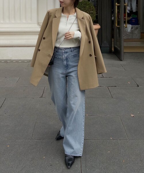 CAPRICIEUX LE'MAGE（カプリシューレマージュ）の「【再販・サイズ展開あり・WEB限定カラー/グレージュ】Wテーラージャケット（テーラードジャケット・レディース・ブラック/ネイビー/ベージュ/グレイッシュベージュ・38/36）」の10枚目の写真