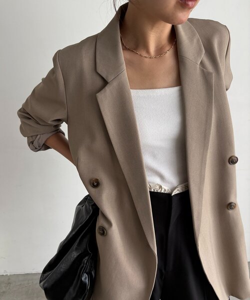 CAPRICIEUX LE'MAGE（カプリシューレマージュ）の「【再販・サイズ展開あり・WEB限定カラー/グレージュ】Wテーラージャケット（テーラードジャケット・レディース・ブラック/ネイビー/ベージュ/グレイッシュベージュ・38/36）」の14枚目の写真