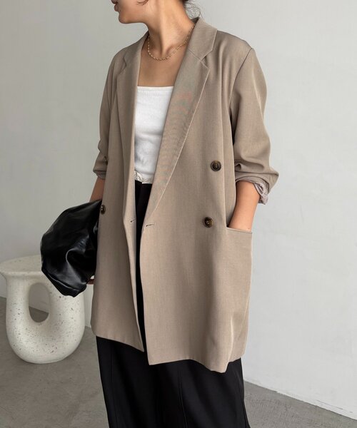 CAPRICIEUX LE'MAGE（カプリシューレマージュ）の「【再販・サイズ展開あり・WEB限定カラー/グレージュ】Wテーラージャケット（テーラードジャケット・レディース・ブラック/ネイビー/ベージュ/グレイッシュベージュ・38/36）」の17枚目の写真