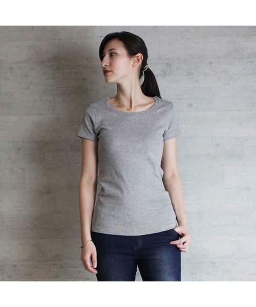 aity(アイティ)の「M-4L コットンフライス半袖Tシャツ 夏服(Tシャツ/カットソー・レディース・ブラック/オフホワイト/チャコールグレー/杢グレー/ネイビー・M/L/LL/3L/4L)」の5枚目の写真
