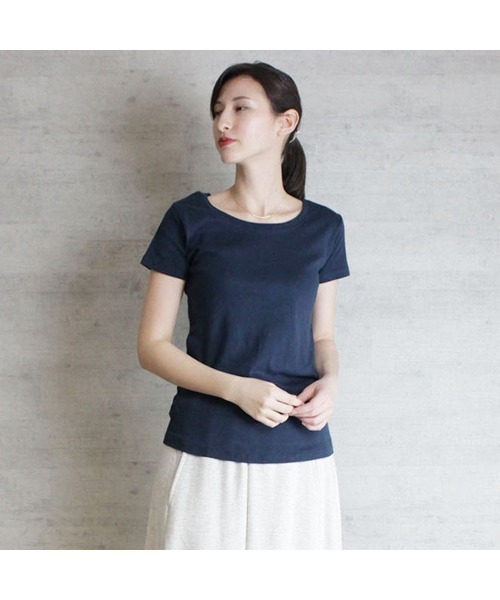 aity(アイティ)の「M-4L コットンフライス半袖Tシャツ 夏服(Tシャツ/カットソー・レディース・ブラック/オフホワイト/チャコールグレー/杢グレー/ネイビー・M/L/LL/3L/4L)」の1枚目の写真