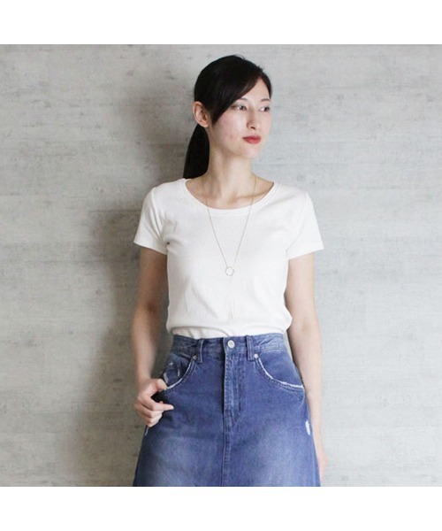 aity(アイティ)の「M-4L コットンフライス半袖Tシャツ 夏服(Tシャツ/カットソー・レディース・ブラック/オフホワイト/チャコールグレー/杢グレー/ネイビー・M/L/LL/3L/4L)」の2枚目の写真