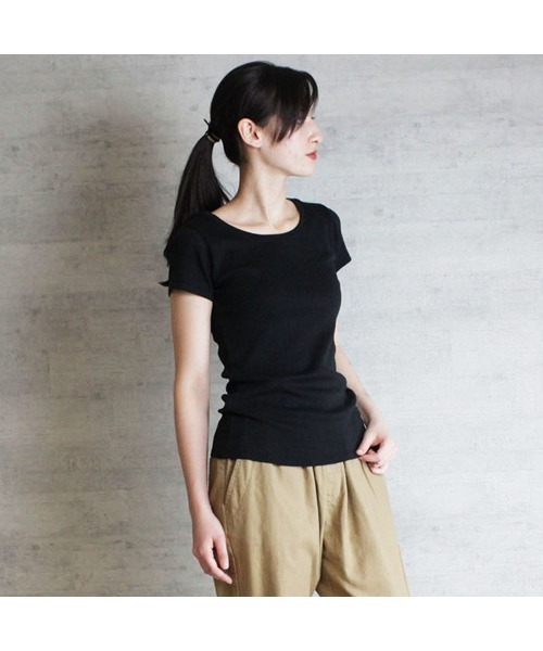 aity(アイティ)の「M-4L コットンフライス半袖Tシャツ 夏服(Tシャツ/カットソー・レディース・ブラック/オフホワイト/チャコールグレー/杢グレー/ネイビー・M/L/LL/3L/4L)」の3枚目の写真