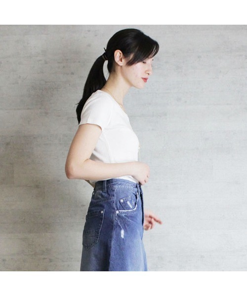 aity(アイティ)の「M-4L コットンフライス半袖Tシャツ 夏服(Tシャツ/カットソー・レディース・ブラック/オフホワイト/チャコールグレー/杢グレー/ネイビー・M/L/LL/3L/4L)」の6枚目の写真